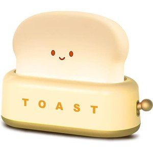 Small Table Lamp, Cute Toast Bread LED Bedroom Nightstand Light Rechargeable
